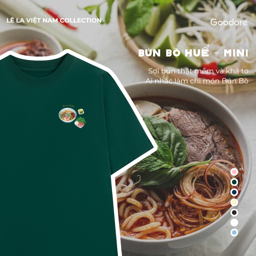Áo thun Oversize cotton unisex nam nữ Goodore Bún bò mini thoáng mát năng động thiết kế độc đáo