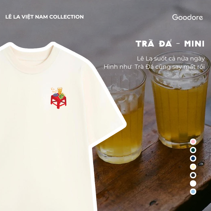 Áo thun Oversize cotton unisex nam nữ Goodore Trà đá mini thoáng mát năng động thiết kế độc đáo