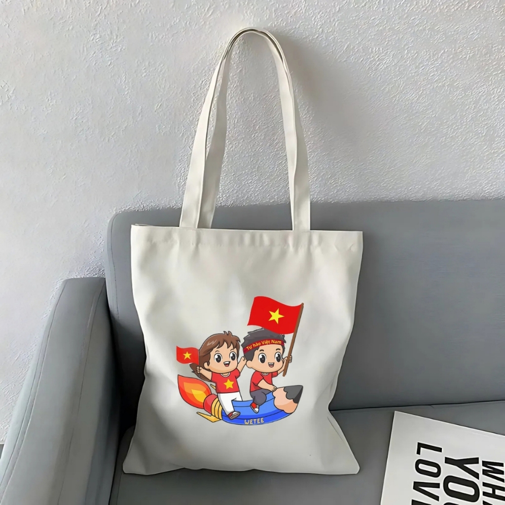 Túi tote có khóa Tự hào tôi là người Việt Nam nhiều mẫu hottrend Túi vải bố vải canvas du lịch đi chơi 35x40cm tota0263