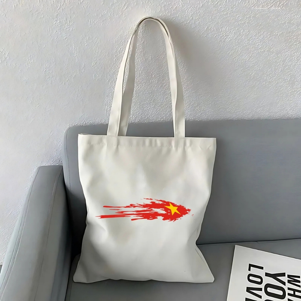 Túi tote có khóa Tự hào tôi là người Việt Nam nhiều mẫu hottrend Túi vải bố vải canvas du lịch đi chơi 35x40cm tota0263