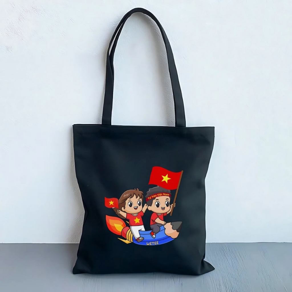 Túi tote có khóa Tự hào tôi là người Việt Nam nhiều mẫu hottrend Túi vải bố vải canvas du lịch đi chơi 35x40cm tota0263