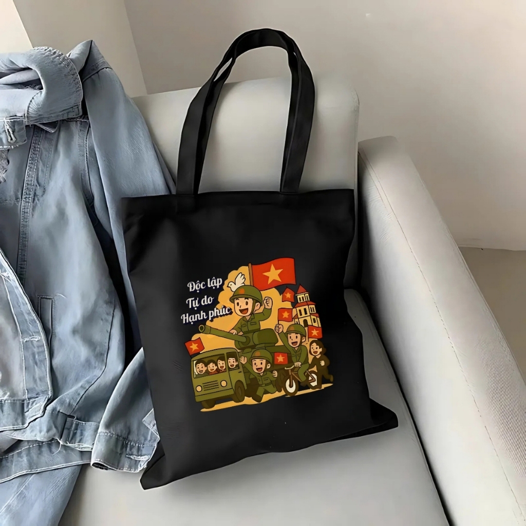 Túi tote có khóa Tự hào tôi là người Việt Nam nhiều mẫu hottrend Túi vải bố vải canvas du lịch đi chơi 35x40cm tota0263