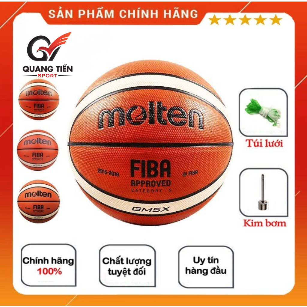 Quả bóng rổ da PU cap cấp Molten số 5 , số 6 , số 7 chính hãng tặng kim ...