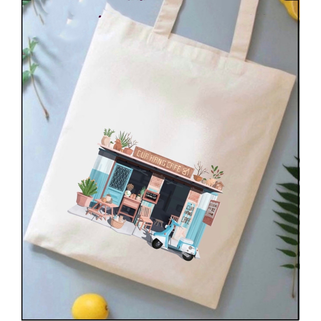 Túi tote,Túi vải bố canvas in hình Hà Nôi,Đà Lạt,Sài Gòn nhiều mẫu đựng laptop đi học đi chơi du lịch kích thước 35x40cm