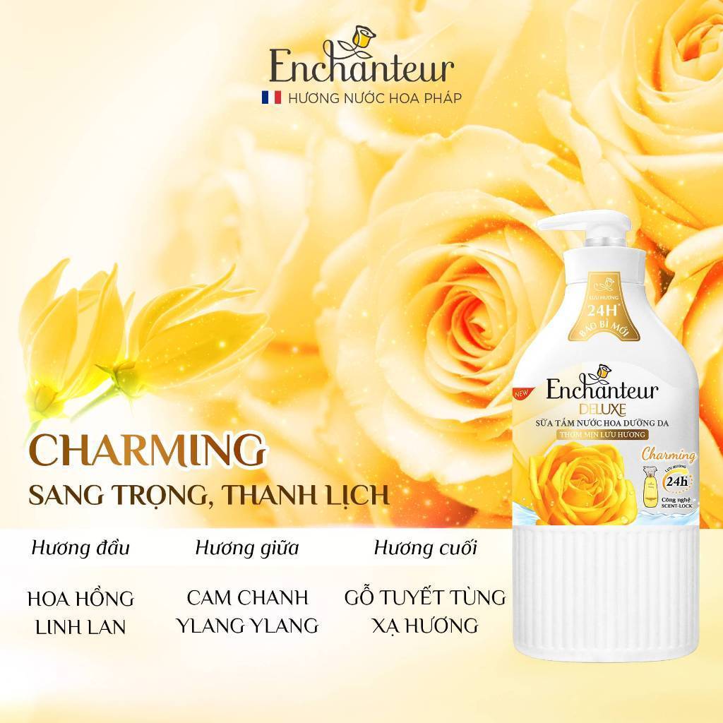 [VHL x Enchanteur] COMBO 2 túi Sữa tắm hương nước hoa Enchanteur ( 640g x 2 ) tặng 1 túi 200g (mùi ngẫu nhiên)