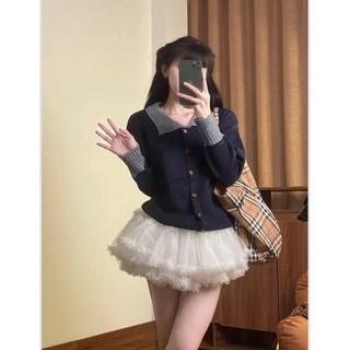 Áo Len Kẻ Sọc Cổ Bẻ Cài Cúc Hàng QC 2 màu siêu xinh style Ulzzang