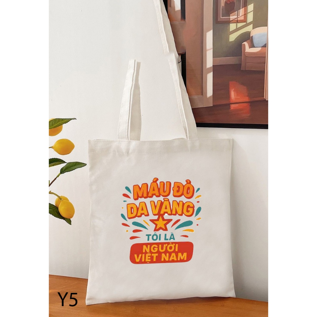 Túi tote, Túi vải bố canvas in hình Tôi yêu Việt Nam nhiều mẫu đựng laptop đi học đi chơi du lịch kích thước 35x40