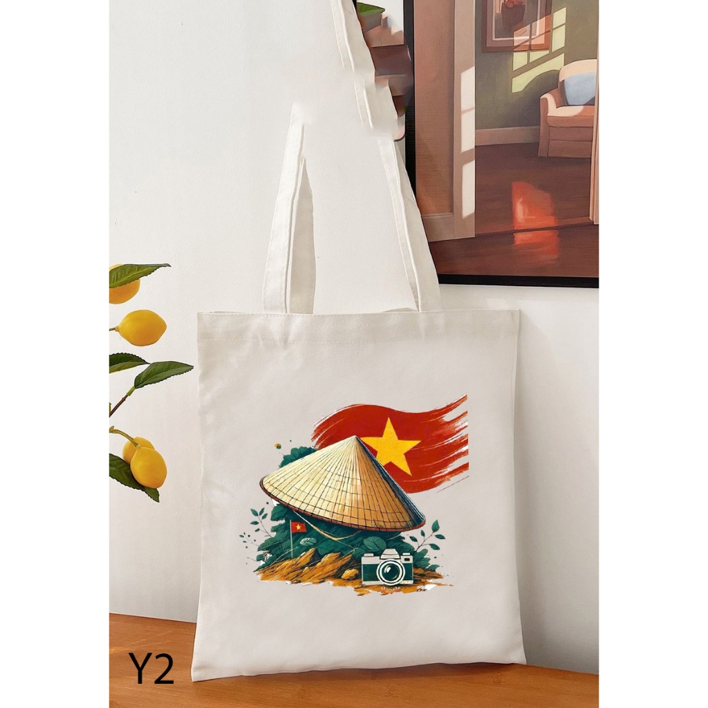 Túi tote, Túi vải bố canvas in hình Tôi yêu Việt Nam nhiều mẫu đựng laptop đi học đi chơi du lịch kích thước 35x40