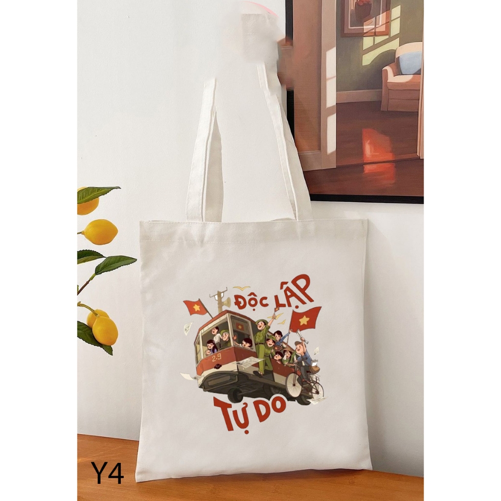 Túi tote, Túi vải bố canvas in hình Tôi yêu Việt Nam nhiều mẫu đựng laptop đi học đi chơi du lịch kích thước 35x40