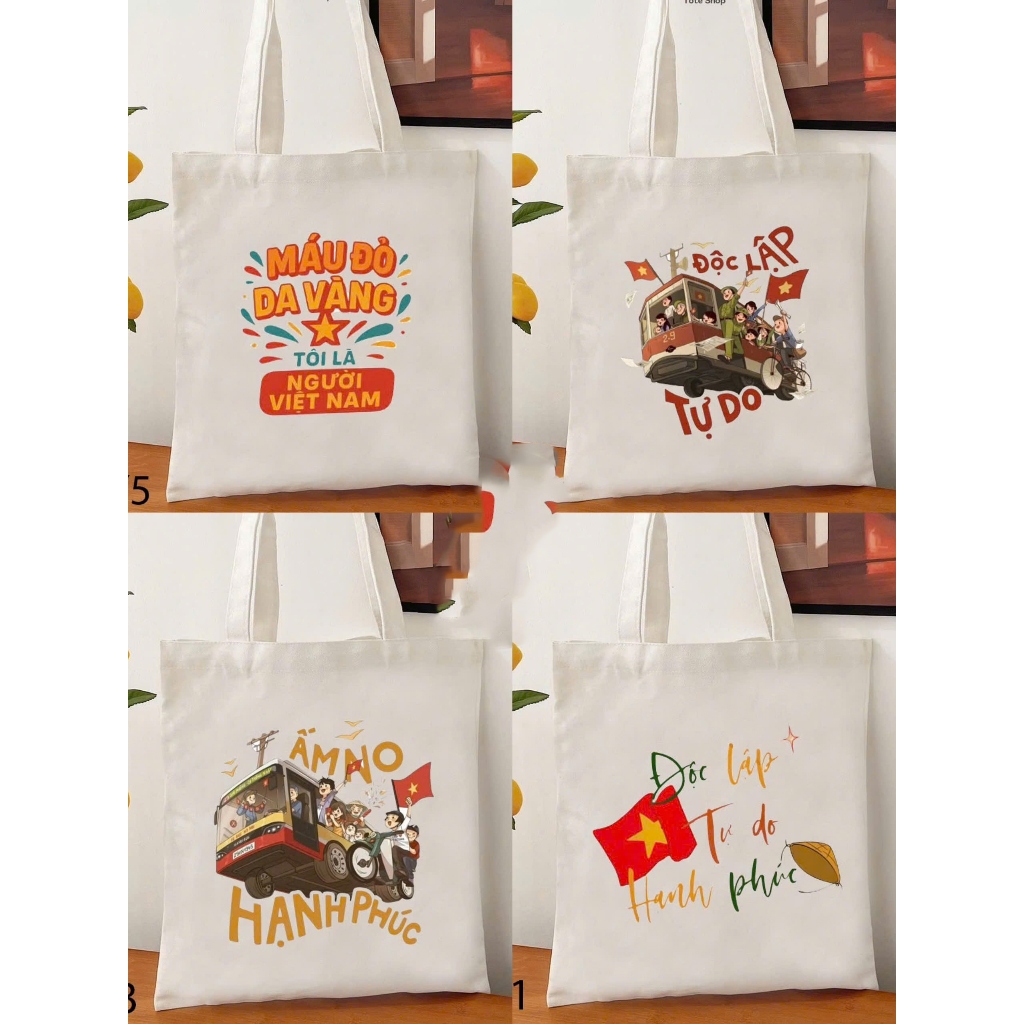 Túi tote, Túi vải bố canvas in hình Tôi yêu Việt Nam nhiều mẫu đựng laptop đi học đi chơi du lịch kích thước 35x40