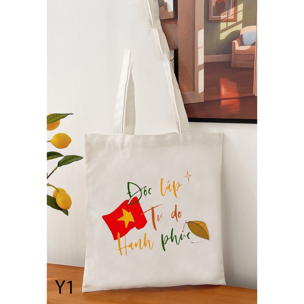 Túi tote, Túi vải bố canvas in hình Tôi yêu Việt Nam nhiều mẫu đựng laptop đi học đi chơi du lịch kích thước 35x40