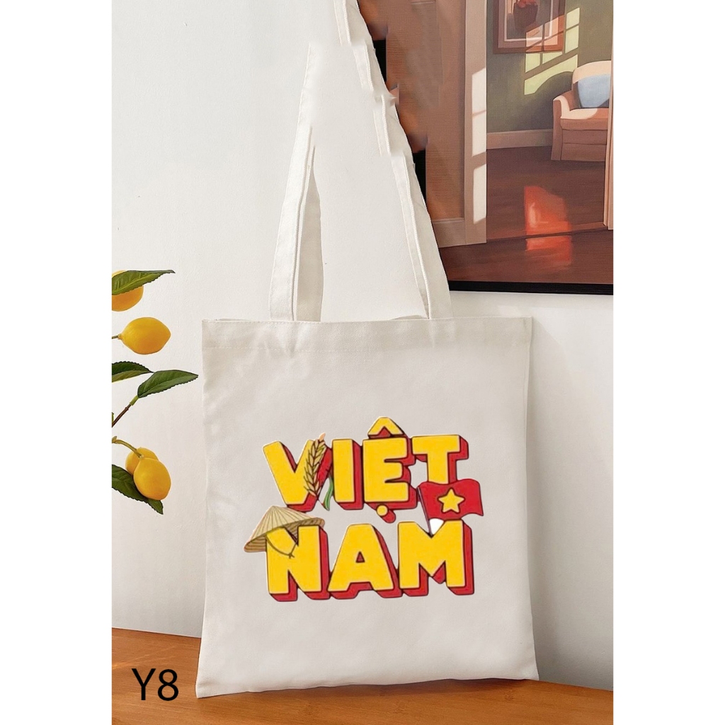 Túi tote, Túi vải bố canvas in hình Tôi yêu Việt Nam nhiều mẫu đựng laptop đi học đi chơi du lịch kích thước 35x40