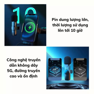 Mic Thu Âm Không Dây Model K9 Cài Áo, Lọc Tiếng Ồn, Hỗ Trợ Kết Nối Mọi Thiết Bị, Bảo Hành 2 Năm