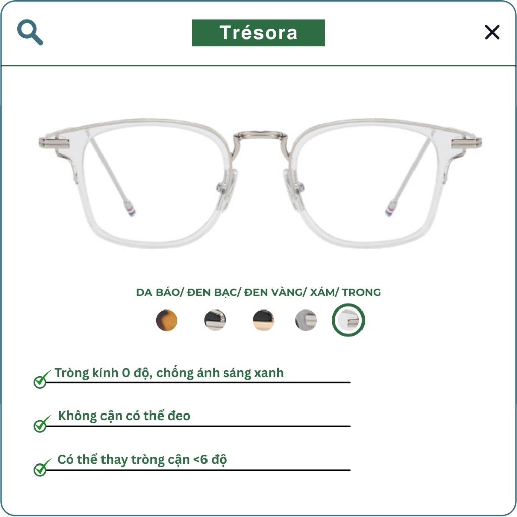 Gọng kính cận ELIOT Eyewear EL2268 mắt vuông chống ánh sáng xanh kiểu dáng thời trang có thể thay tròng cận Unisex