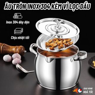 Âu Inox 304 Có Nắp Đậy Kín Size 1L & 4L – Tay Cầm Tiện Dụng, Bảo Quản Dầu Mỡ & Thực Phẩm An Toàn