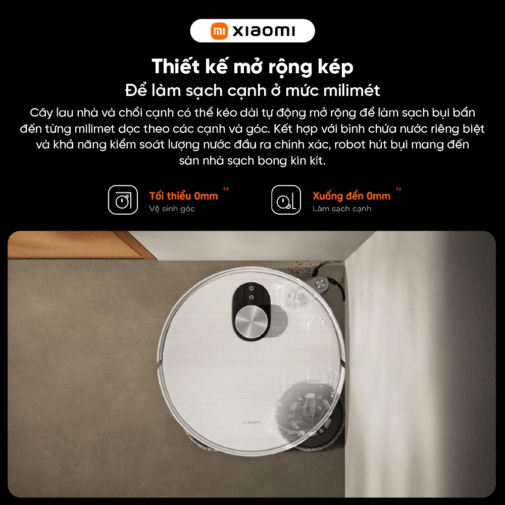 Robot hút bụi lau nhà Xiaomi Vacuum 5 Pro - Lực hút 20000Pa - AI + Camera 3D chủ động - Dọn dẹp lên đến 140 phút