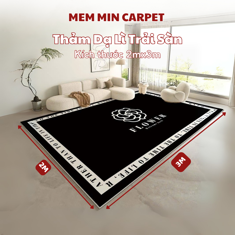 Thảm Dạ Lì,Trải Sàn Trang Trí Phòng Khách.Thảm Chụp Hình Decor, Thảm Kích Thước 2mx3m, 1m6x2m- MemminCarrpet - TH59