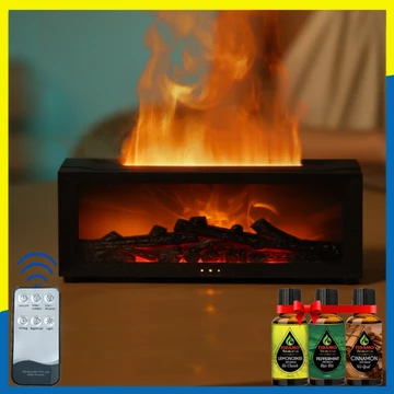 Máy Khuếch Tán Tinh Dầu Ngọn Lửa Cực Đẹp, Chọn Kèm Tinh Dầu, Máy Xông Tinh Dầu LED Lửa Nhiều Màu Cực Đẹp