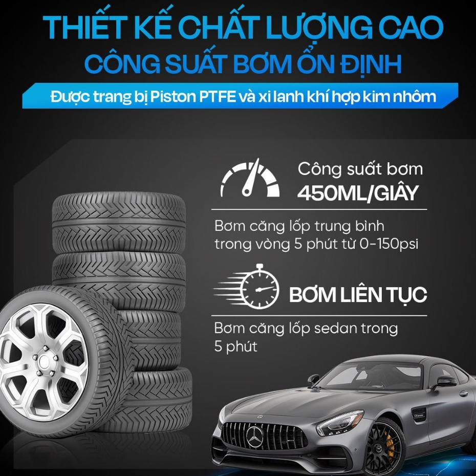 Bơm Lốp Ô Tô Điện Tử Tự Ngắt Omino Cao Cấp, Bơm lốp Xe Hơi Thông Minh, Thiết Kế Nhỏ Gọn, Bơm khoẻ, bền - BH 24 Tháng
