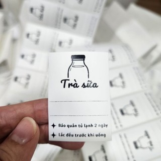 ROTI | 100 Tem cà phê, trà sữa không thấm nước 100%, phù hợp ly chai nhỏ 200ml - 330ml, tem 5x3,5cm