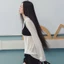 Áo dài tay thun giấy trắng kết hợp áo bra đen phong cách Hàn Quốc ATDT044 - Tiktik