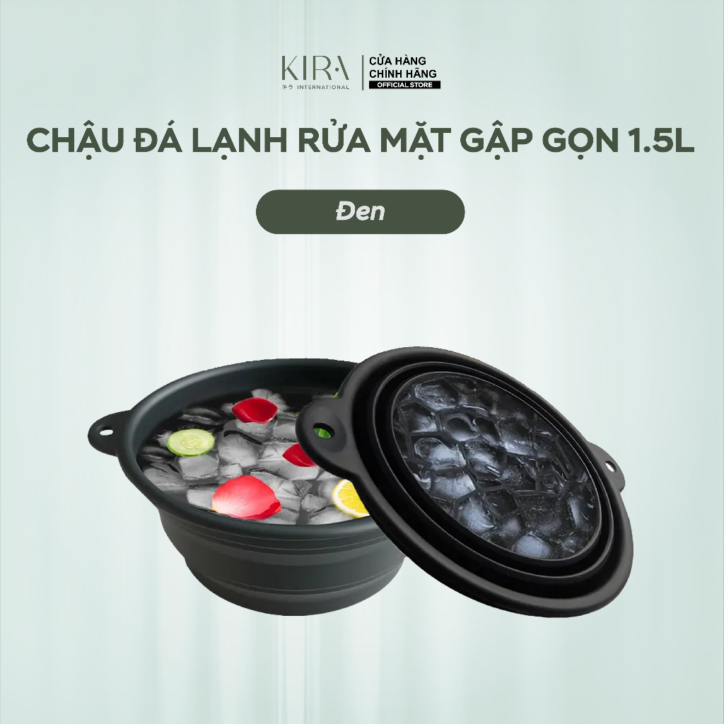 Chậu Đá Lạnh Rửa Mặt Gập Gọn Silicone 1.5L – Dụng Cụ Ngâm Mặt Ice Basin Skin Reviver giúp săn chắc da