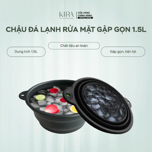 Chậu Đá Lạnh Rửa Mặt Gập Gọn Silicone 1.5L – Dụng Cụ Ngâm Mặt Ice Basin Skin Reviver giúp săn chắc da
