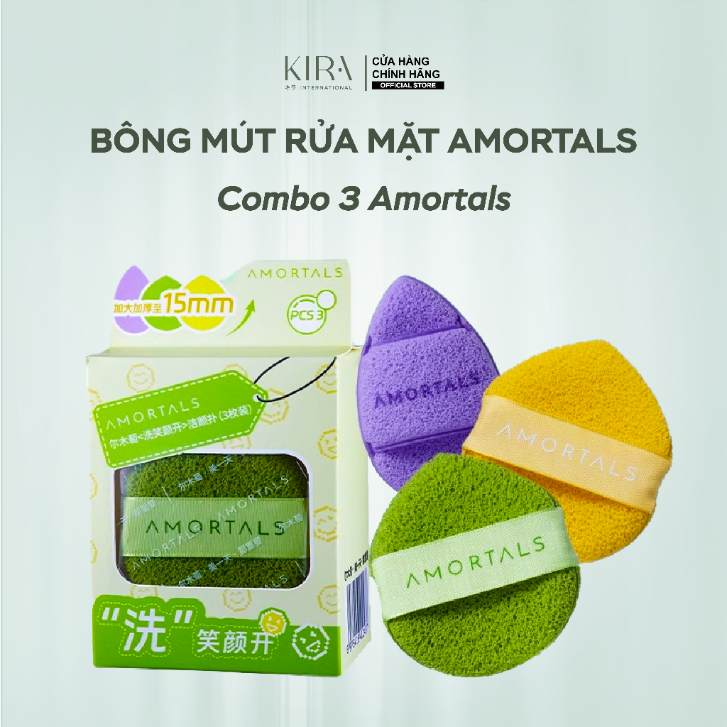 Mút rửa mặt Amortals giọt nước 2 mặt | Làm sạch sâu – Dịu nhẹ cho da