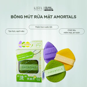 Mút rửa mặt Amortals giọt nước 2 mặt | Làm sạch sâu – Dịu nhẹ cho da
