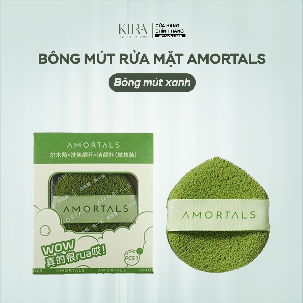 Bông mút rửa mặt Amortals giọt nước 2 mặt | Tạo bọt & làm sạch sâu - Gói 1 mút