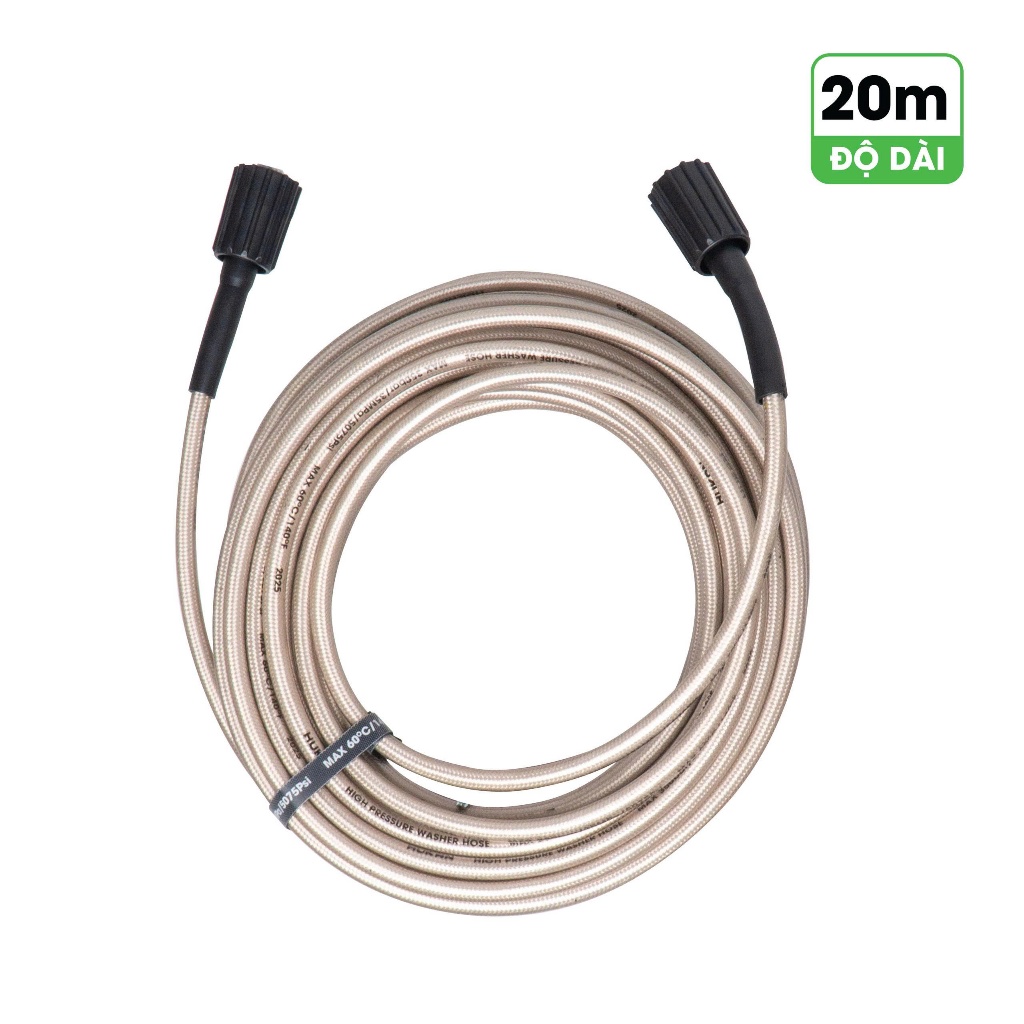 [20M] Dây rửa xe áp lực cao HUKAN G1-DR20, Độ dài 20 mét, Chống ngập, Chống rò - Đầu nối M22x1.5mm