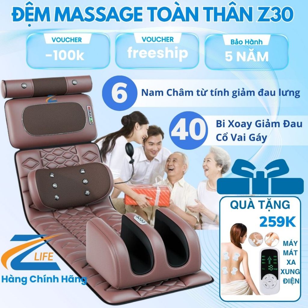 Đệm Massage Toàn Thân Z30 Nâng Cấp 2026 – Máy Massage & Chườm Ấm Đa Năng Cho Sức Khỏe Tại Nhà