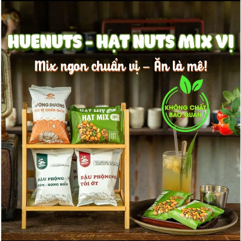 Combo 4 Gói Hạt Huenuts Mix Vị Đậu Phộng Tỏi Ớt Rong Biển Hướng Dương Đồ Ăn Vặt Quà Tặng Trung Thu