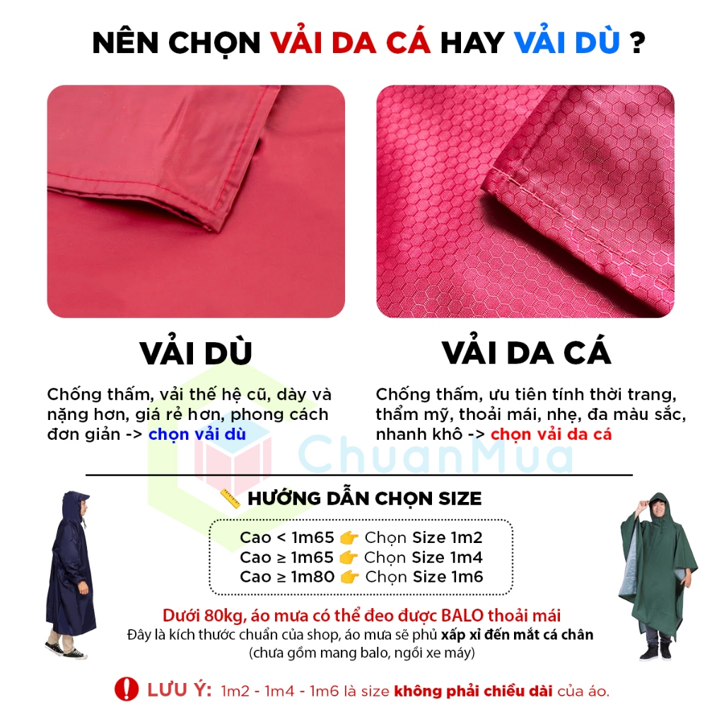 Áo Mưa BÍT Da Cá Dù Form Rộng 1 Người Mặc Chống Thấm Tuyệt Đối Siêu Bền ( Áo Mưa Chui Nhiều Màu Sắc Hàng Xưởng Cao Cấp )
