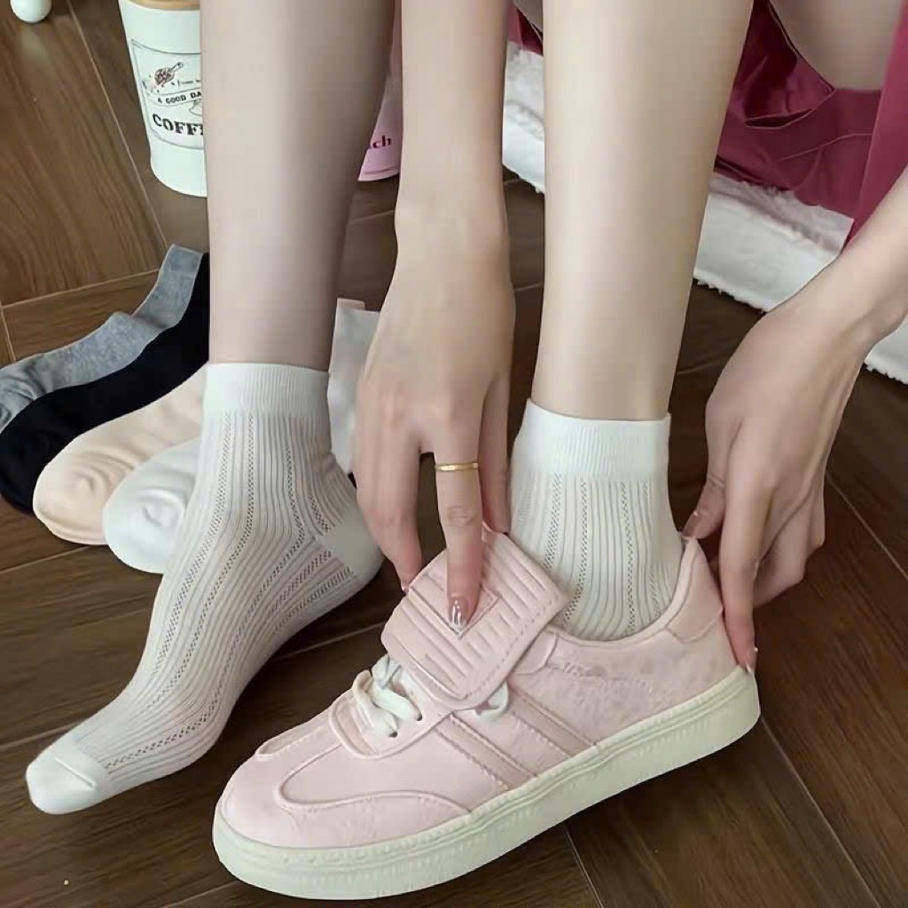 Tất Màu Trơn Thoáng Khí Cotton Xuân Hè cho nữ