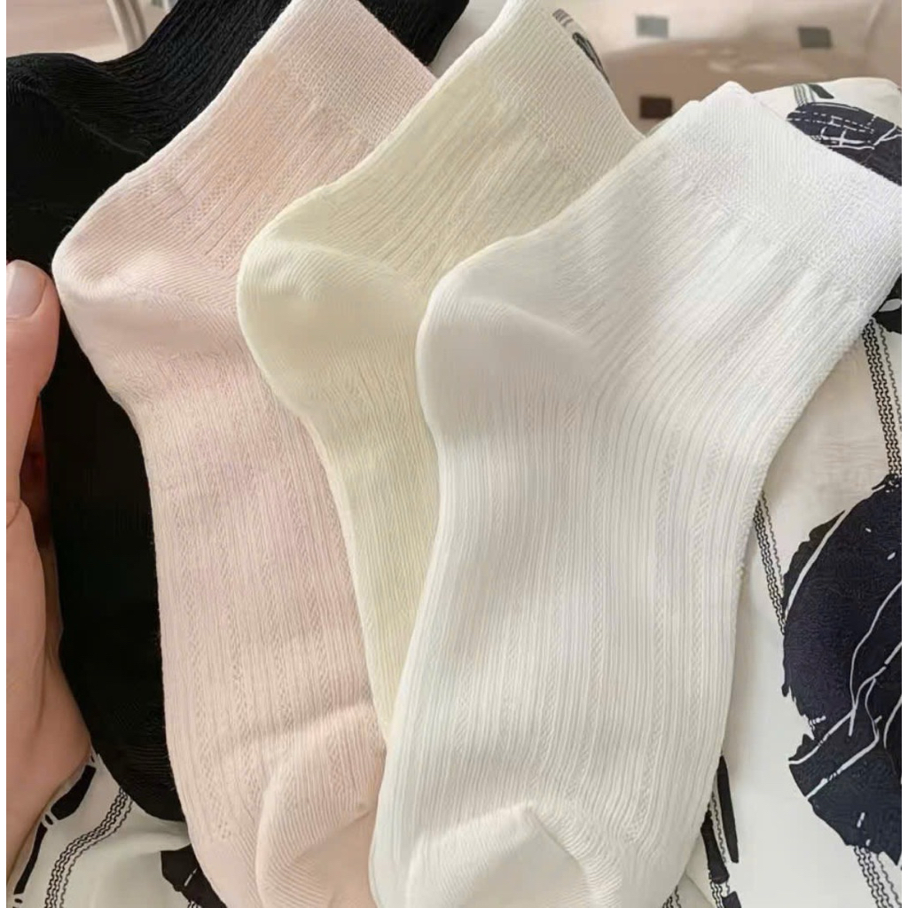 Tất Màu Trơn Thoáng Khí Cotton Xuân Hè cho nữ