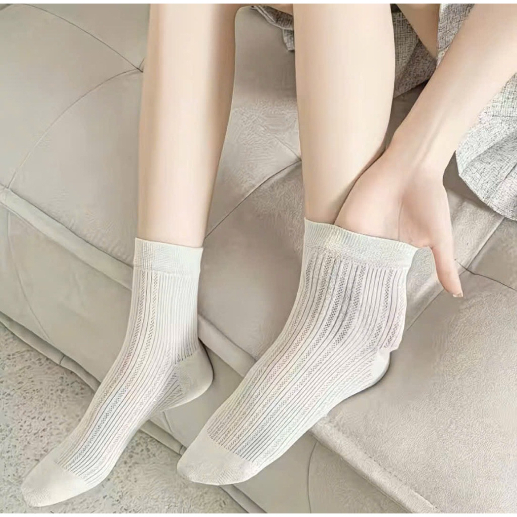 Tất Màu Trơn Thoáng Khí Cotton Xuân Hè cho nữ