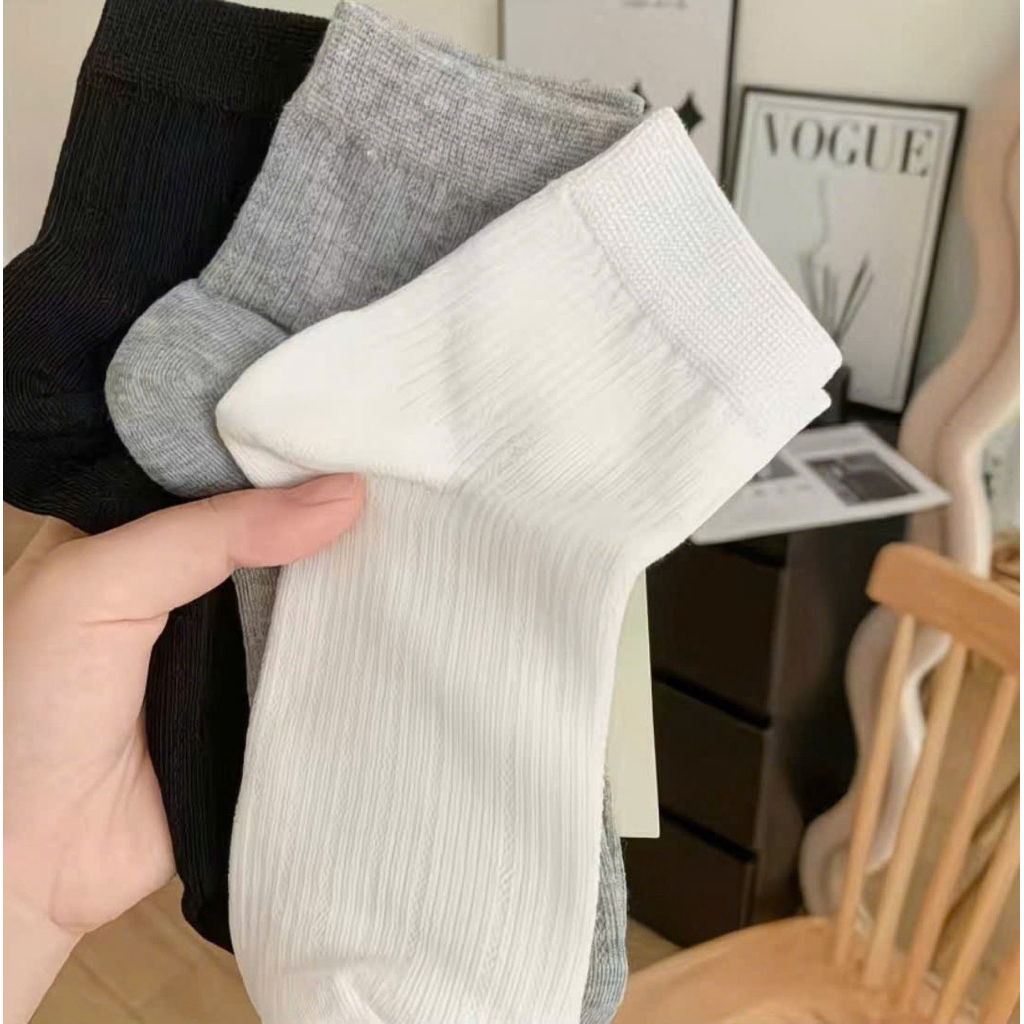 Tất Màu Trơn Thoáng Khí Cotton Xuân Hè cho nữ