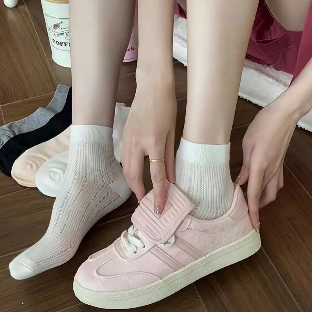 Tất Màu Trơn Thoáng Khí Cotton Xuân Hè cho nữ