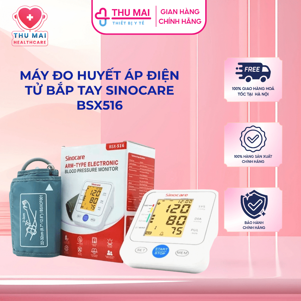 Máy đo huyết áp điện tử bắp tay Sinocare Thương hiệu Đức - BSX516