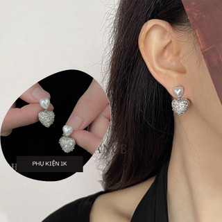 [HỎA TỐC] Bông Tai Trái Tim Đá Lấp Lánh Cực Xinh Đi Tiệc T15