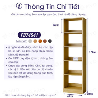[Freeship Toàn Quốc] Kệ Sách Gỗ Để Sàn FIVO FB74 Để Được Sách Tài Liệu A4, Thanh Chặn Chắc Chắn, Dễ Dàng Lắp Ráp