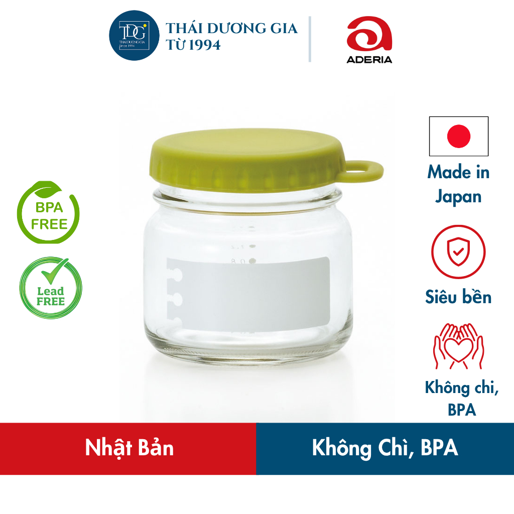 Lọ, hũ thủy tinh 320ml eCap nắp silicon dễ mở màu xanh rêu Nhật Bản Aderia -1658 | Thái Dương Gia
