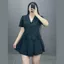 Bộ Áo Vet CropTop Nữ Bigsize Có Nơ Cúc Bọc Kết Hợp Với Chân Váy Xếp Ly Lưng Chun Sang Trọng Thanh Lịch SET72