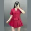 Bộ Áo Vet CropTop Nữ Bigsize Có Nơ Cúc Bọc Kết Hợp Với Chân Váy Xếp Ly Lưng Chun Sang Trọng Thanh Lịch SET72