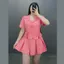 Bộ Áo Vet CropTop Nữ Bigsize Có Nơ Cúc Bọc Kết Hợp Với Chân Váy Xếp Ly Lưng Chun Sang Trọng Thanh Lịch SET72