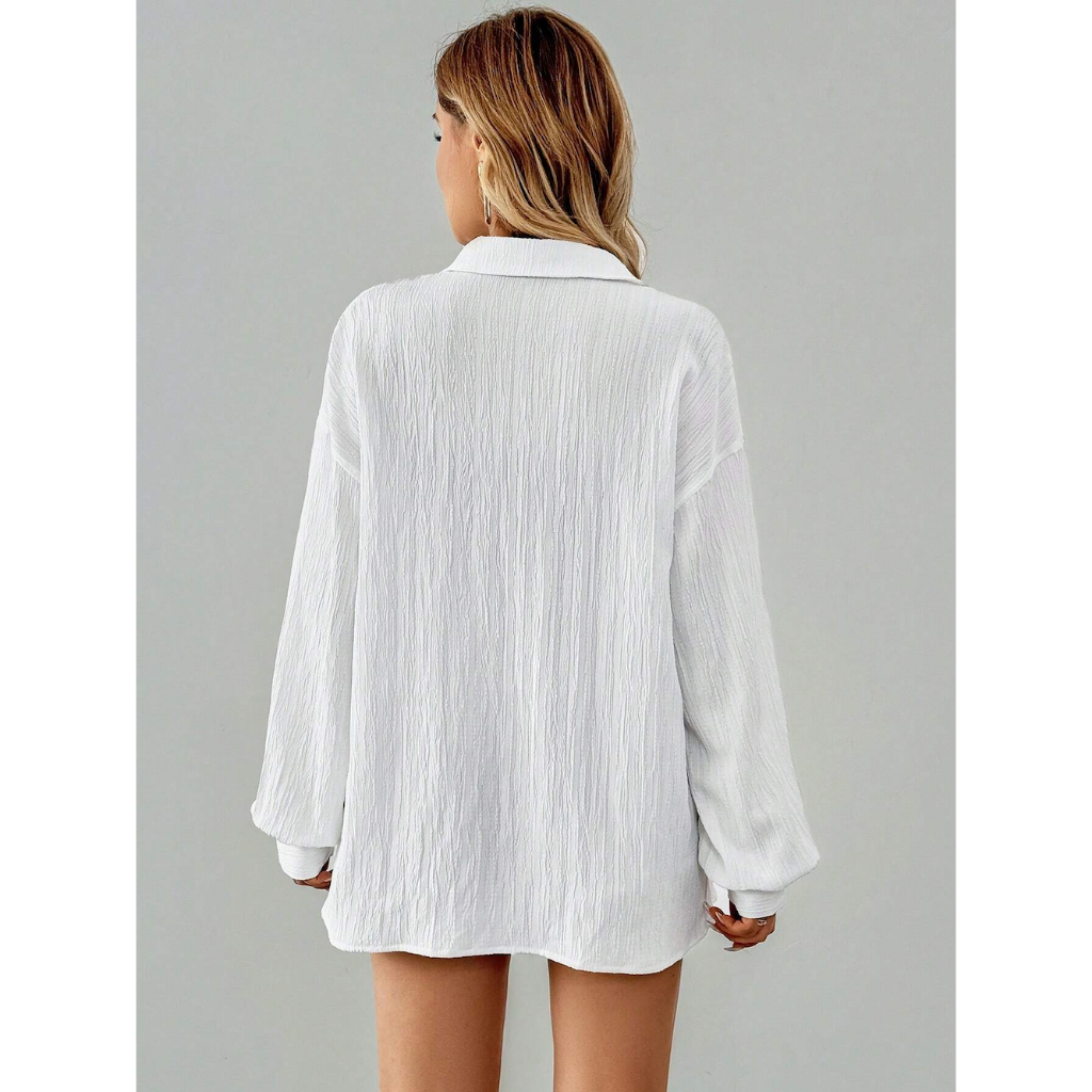 Áo Blouse Linen Công Sở Tay Dài Màu Trơn YN152