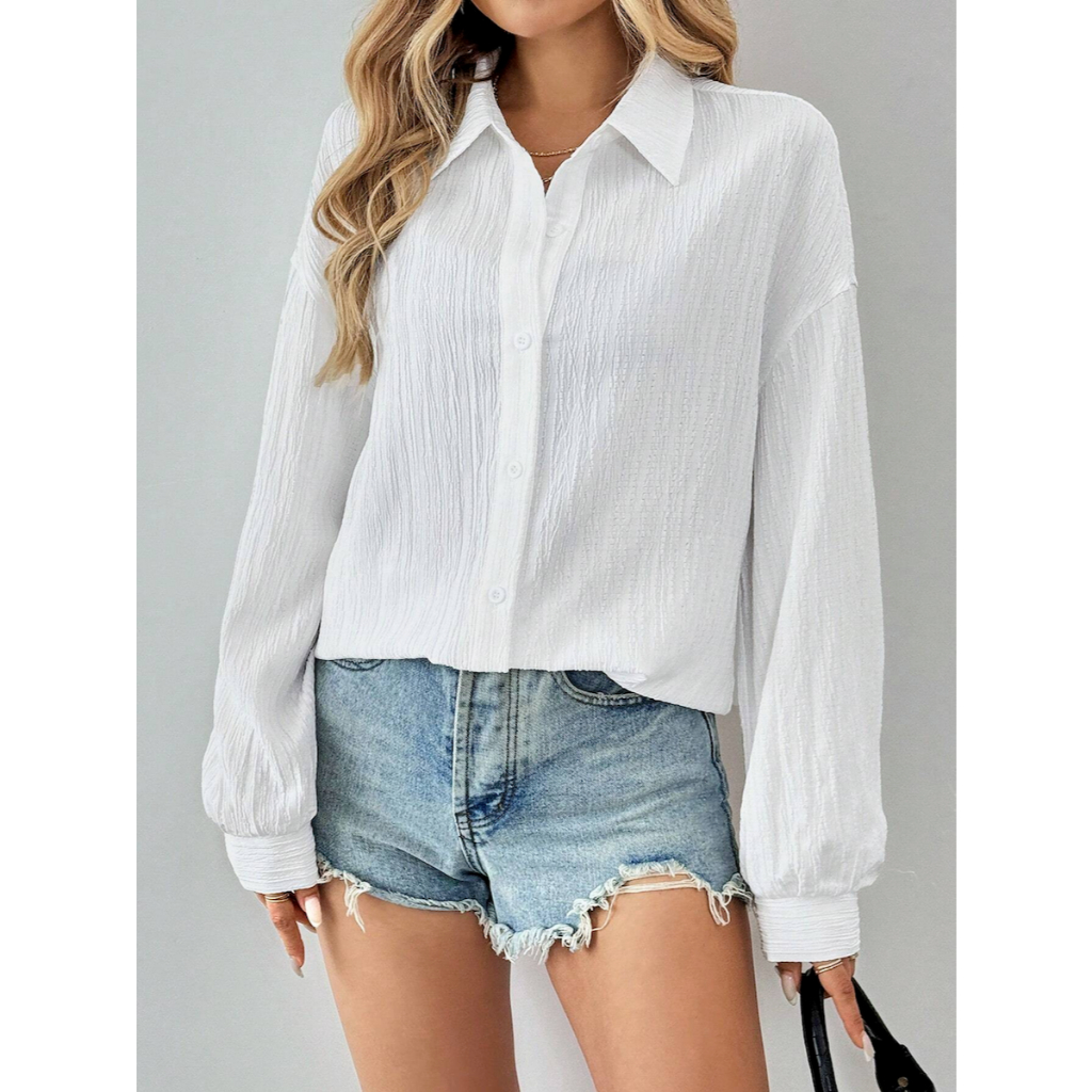 Áo Blouse Linen Công Sở Tay Dài Màu Trơn YN152