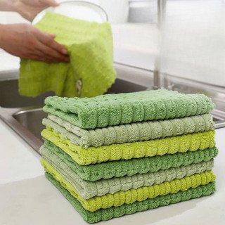 SET 4 KHĂN LAU ĐA NĂNG IN HÌNH QUẢ BƠ - Set 4 Khăn Vân Sóng Sợi Microfiber Siêu Mềm Mịn, Thâm Hút, Lau Sạch Dầu Mỡ