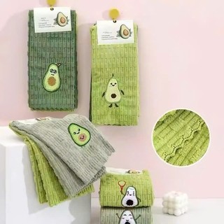 SET 4 KHĂN LAU ĐA NĂNG IN HÌNH QUẢ BƠ - Set 4 Khăn Vân Sóng Sợi Microfiber Siêu Mềm Mịn, Thâm Hút, Lau Sạch Dầu Mỡ